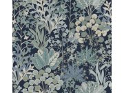 Modrá vliesová tapeta s rostlinami a listy, BL1812, Blooms Second Edition Resource Library, York