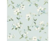 Světle modrá vliesová tapeta s květinami a vážkami, BL1765, Blooms Second Edition Resource Library, York