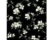 Tapety Yara York - Černá vliesová tapeta s květinami a vážkami, BL1764, Blooms Second Edition Resource Library, York Černá vliesová tapeta s květinami a vážkami, BL1764, Blooms Second Edition Resource Library, York