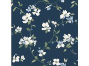Modrá vliesová tapeta s květinami a vážkami, BL1761, Blooms Second Edition Resource Library, York