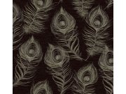 Černá vliesová tapeta s pavími pery, EV3942, Candice Olson Casual Elegance, York