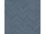 Modro-stříbrná geometrická vliesová tapeta na zeď, MD7224, Modern Metals, York