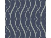 Modro-stříbrná geometrická vliesová tapeta na zeď, MD7174, Modern Metals, York
