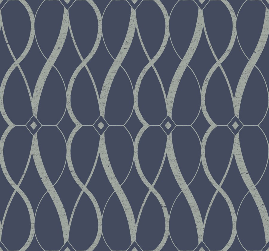 Modro-stříbrná geometrická vliesová tapeta na zeď, MD7174, Modern Metals, York - York