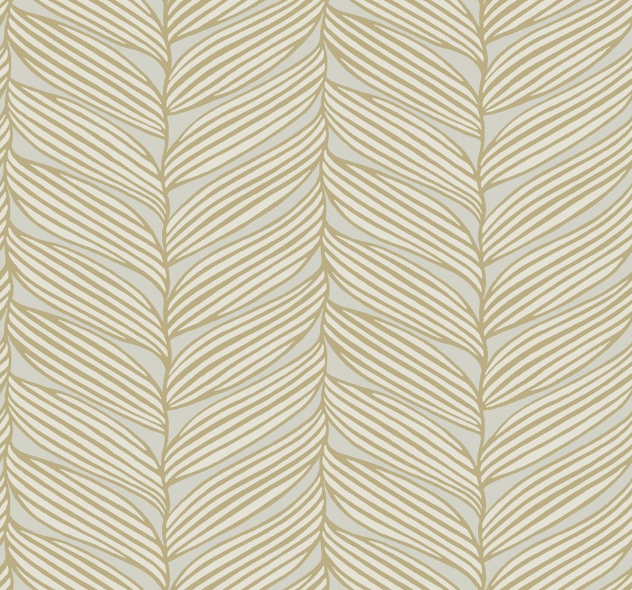 Šedo-zlatá vliesová tapeta na zeď, listy, MD7162, Modern Metals, York - York