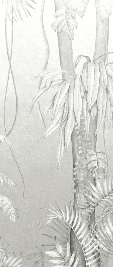 Šedá vliesová fototapeta na zeď, Listy, stromy, DG3MOE1013, Wall Designs III, Khroma by Masureel - Khroma by Masureel