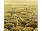 Vliesová obrazová tapeta na zeď, modrá, béžová, větvičky kvetoucí sakury, DGTRA5023-300, Traces, Masureel