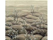 Vliesová obrazová tapeta na zeď, béžová, šedá, větvičky kvetoucí sakury, DGTRA5012-300, Traces, Masureel