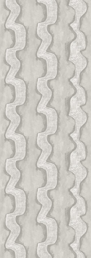 Vliesová obrazová tapeta na zeď, šedá, žlutá, vlnky, DGTRA305-300, Traces, Masureel - Masureel