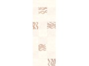 Vliesová obrazová tapeta na zeď, růžová, hnědá, vlnky ve čtvercích, DGTRA6033-300, Traces, Masureel