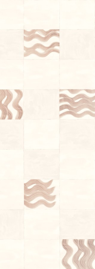 Vliesová obrazová tapeta na zeď, růžová, hnědá, vlnky ve čtvercích, DGTRA6033-300, Traces, Masureel - Masureel