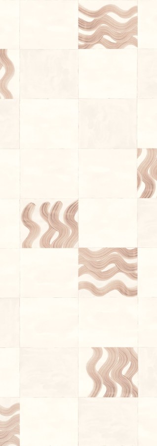 Vliesová obrazová tapeta na zeď, růžová, hnědá, vlnky ve čtvercích, DGTRA6032-300, Traces, Masureel - Masureel