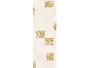 Vliesová obrazová tapeta na zeď, béžová, zlatá, vlnky ve čtvercích, DGTRA6022-260, Traces, Masureel