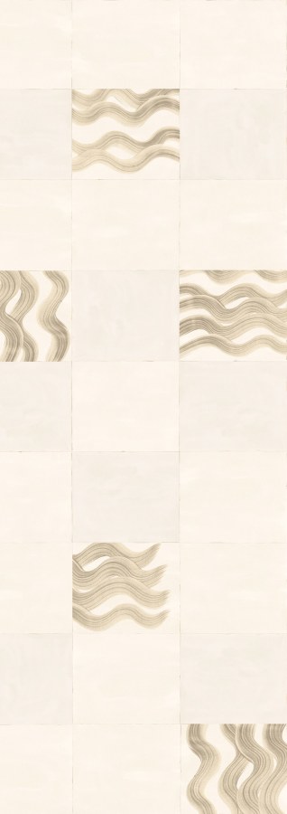 Vliesová obrazová tapeta na zeď, béžová, šedá, vlnky ve čtvercích, DGTRA6013-300, Traces, Masureel - Masureel