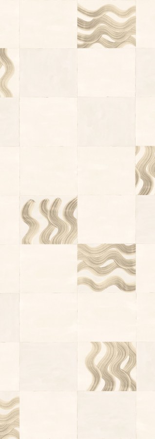 Vliesová obrazová tapeta na zeď, béžová, šedá, vlnky ve čtvercích, DGTRA6012-260, Traces, Masureel - Masureel