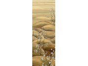 Vliesová obrazová tapeta na zeď, modrá, béžová, větvičky kvetoucí sakury, DGTRA5022-300, Traces, Masureel