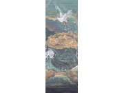 Vliesová obrazová tapeta na zeď, zelená, bílá, letící jeřábi, DGTRA4032-260, Traces, Masureel