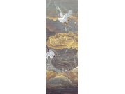 Vliesová obrazová tapeta na zeď, šedá, bílá, letící jeřábi, DGTRA4022-300, Traces, Masureel