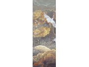 Vliesová obrazová tapeta na zeď, šedá, bílá, letící jeřábi, DGTRA4021-260, Traces, Masureel