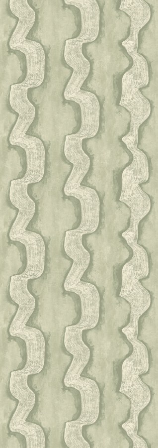 Vliesová obrazová tapeta na zeď, zelená, bílá, vlnky, DGTRA304-300, Traces, Masureel - Masureel