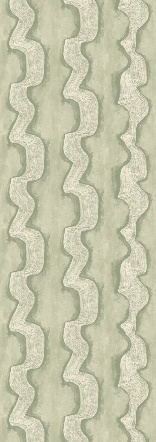 Vliesová obrazová tapeta na zeď, zelená, bílá, vlnky, DGTRA304-260, Traces, Masureel - Masureel