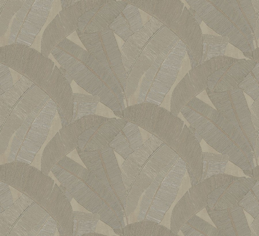 Vliesová tapeta na zeď, šedá, hnědá, listy, RIC206 Serica Masureel - Masureel