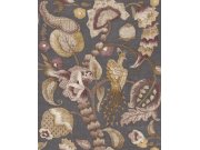 Vliesová tapeta na zeď, šedá, hnědá, kvetoucí větvičky, ptáci, 5809p Jaipur, Parato by Cristiana Masi Tapety Yara - Parato by Cristiana Masi