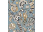 Vliesová tapeta na zeď, modrá, šedá, kvetoucí větvičky, ptáci, 5807p, Jaipur Parato by Cristiana Masi Tapety Yara - Parato by Cristiana Masi