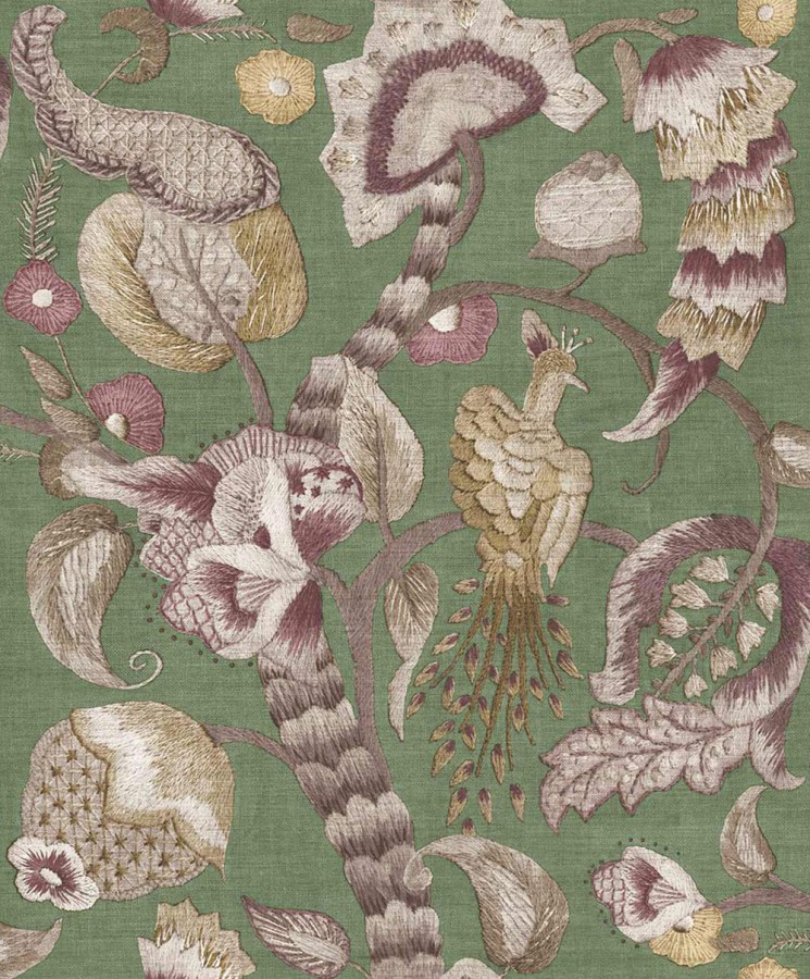 Vliesová tapeta na zeď, fialová, šedá, kvetoucí větvičky, ptáci, 5805p, Jaipur, Parato by Cristiana Masi - Parato by Cristiana Masi