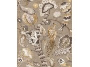 Vliesová tapeta na zeď, šedá, černá, kvetoucí větvičky, ptáci, 5802p, Jaipur, Parato by Cristiana Masi Tapety Yara - Parato by Cristiana Masi