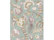 Vliesová tapeta na zeď, šedá, zelená, kvetoucí větvičky, ptáci, 5800p, Jaipur, Parato by Cristiana Masi