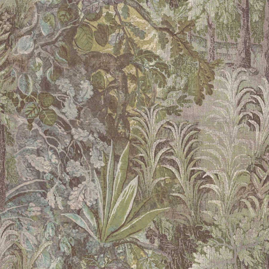 Vliesová tapeta na zeď, zelená, hnědá, rostliny, listy, 5825, Jaipur, Parato by Cristiana Masi - Parato by Cristiana Masi