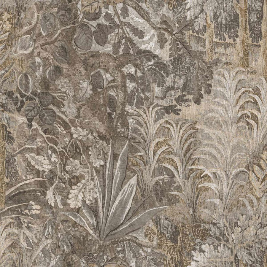 Vliesová tapeta na zeď, šedá, černá, rostliny, listy, 5821, Jaipur, Parato by Cristiana Masi - Parato by Cristiana Masi