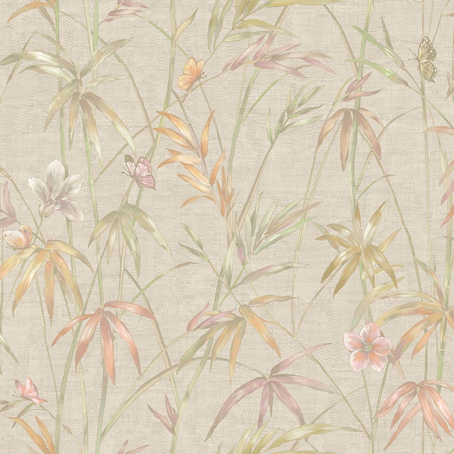 Vliesová tapeta na zeď, béžová, růžová, látková textura, rostliny, Z81046, Philipp Plein 2, Zambaiti Parati - Zambaiti Parati