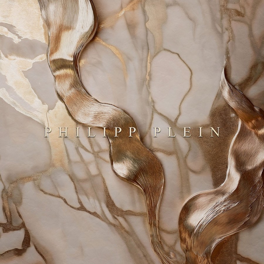 Vliesová obrazová tapeta na zeď, hnědá, béžová, mramor, nápis, Z81069, 3x3m, Philipp Plein 2, Zambaiti Parati - Zambaiti Parati