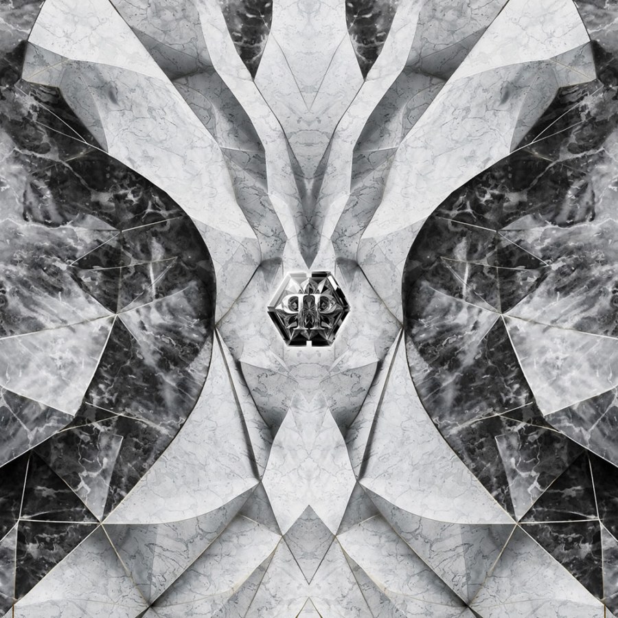 Vliesová obrazová tapeta na zeď, černá, šedá, mramor, tvary, logo, Z81067, 3x3m, Philipp Plein 2, Zambaiti Parati - Zambaiti Parati