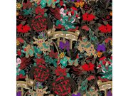 Vliesová obrazová tapeta na zeď, černá, červená, postavy, květiny, Z81079, 2x3m, Philipp Plein 2, Zambaiti Parati