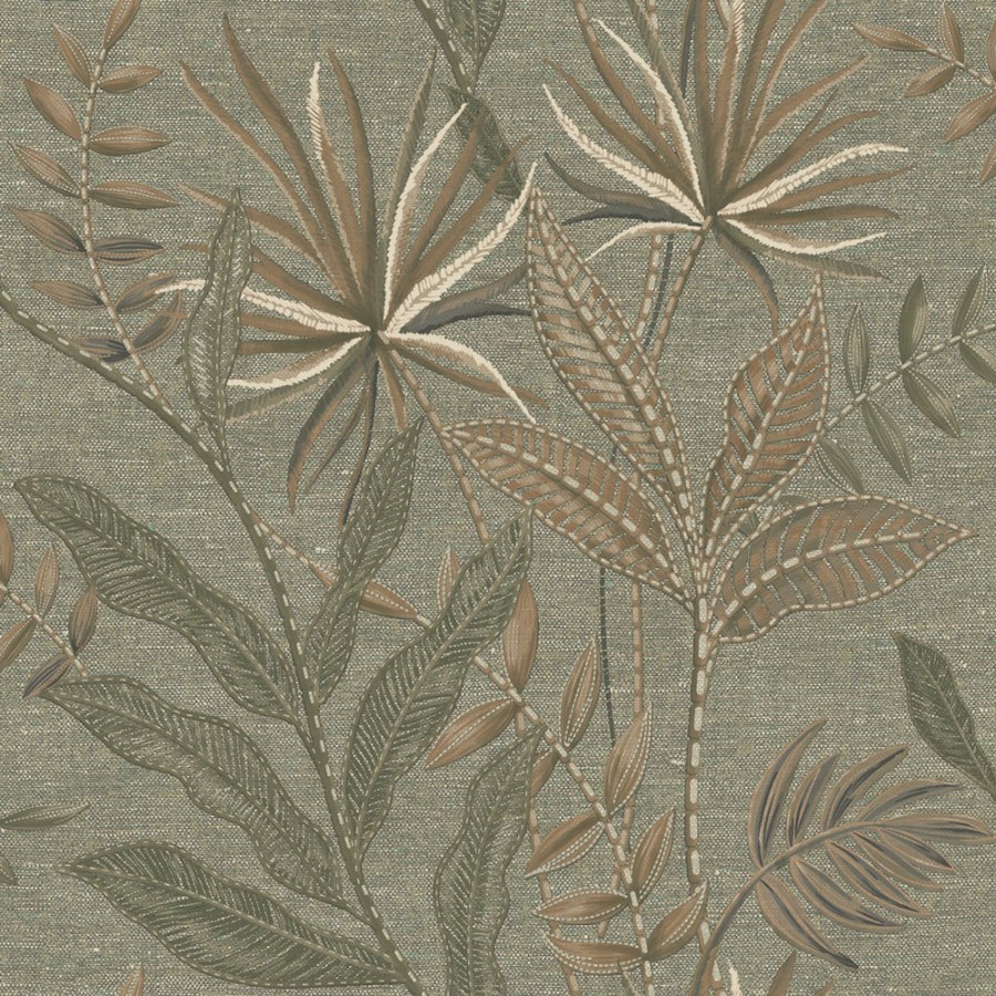 Vliesová tapeta na zeď, zelená, hnědá, imitace látky, listy, TN29083, Terra Nova, Decoprint - Decoprint