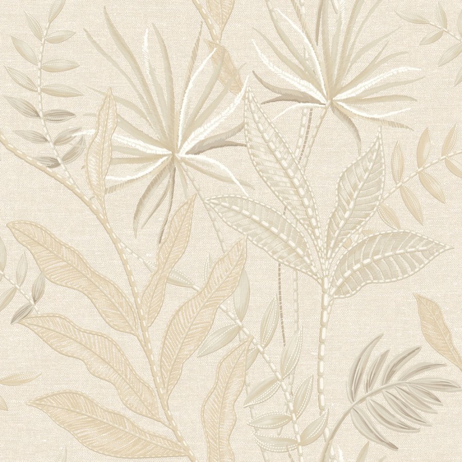 Vliesová tapeta na zeď, béžová, imitace látky, listy, TN29080, Terra Nova, Decoprint - Decoprint