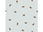 Dětská vliesová tapeta na zeď, modrá, hnědá, včelky, 4449, Momi, Parato by Cristiana Masi