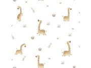 Dětská vliesová tapeta na zeď, béžová, šedá, žirafy a rostlinky, 4441, Momi, Parato by Cristiana Masi