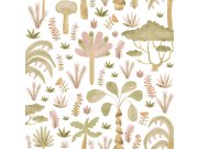 Dětská vliesová tapeta na zeď, růžová, zelená, tropické rostliny, 4423, Momi, Parato by Cristiana Masi