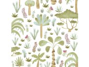 Dětská vliesová tapeta na zeď, zelená, modrá, tropické rostliny, 4420, Momi, Parato by Cristiana Masi