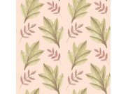 Vliesová tapeta na zeď, růžová, zelená, listy, 4417, Momi, Parato by Cristiana Masi