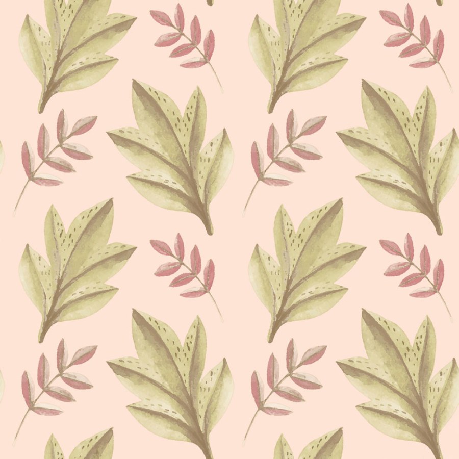 Vliesová tapeta na zeď, růžová, zelená, listy, 4417, Momi, Parato by Cristiana Masi - Parato by Cristiana Masi