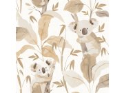 Dětská vliesová tapeta na zeď, béžová, hnědá, medvídci koala a rostliny, 4438, Momi, Parato by Cristiana Masi