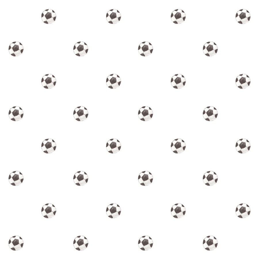 Dětská vliesová tapeta na zeď, bílá, černá, fotbalové míče, 4456, Momi, Parato by Cristiana Masi - Parato by Cristiana Masi