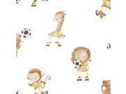 Dětská vliesová tapeta na zeď, modrá, zlatá, zvířátka hrající fotbal, 4435, Momi, Parato by Cristiana Masi
