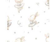 Dětská vliesová tapeta na zeď, bílá, šedá, zajíčci, 4431, Momi, Parato by Cristiana Masi