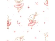 Dětská vliesová tapeta na zeď, růžová, béžová, zajíčci, 4430, Momi, Parato by Cristiana Masi